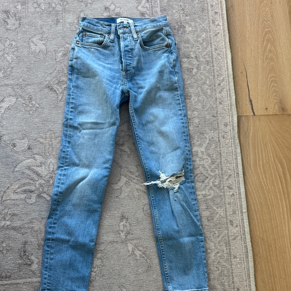 Re/Done Denim - Re/Done Light Blue Distressed Skinny Jeans